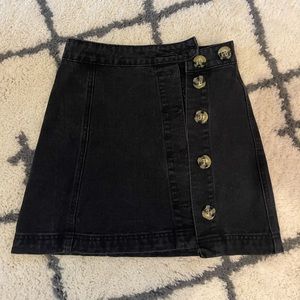 Black Denim Button Down Skirt